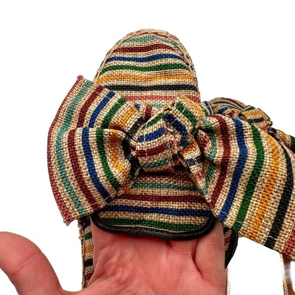 Sam Edelman Circus LULU Espadrille Multi Stripe Oversized Bow Slip On Flats Sz 7 - Picture 3 of 5